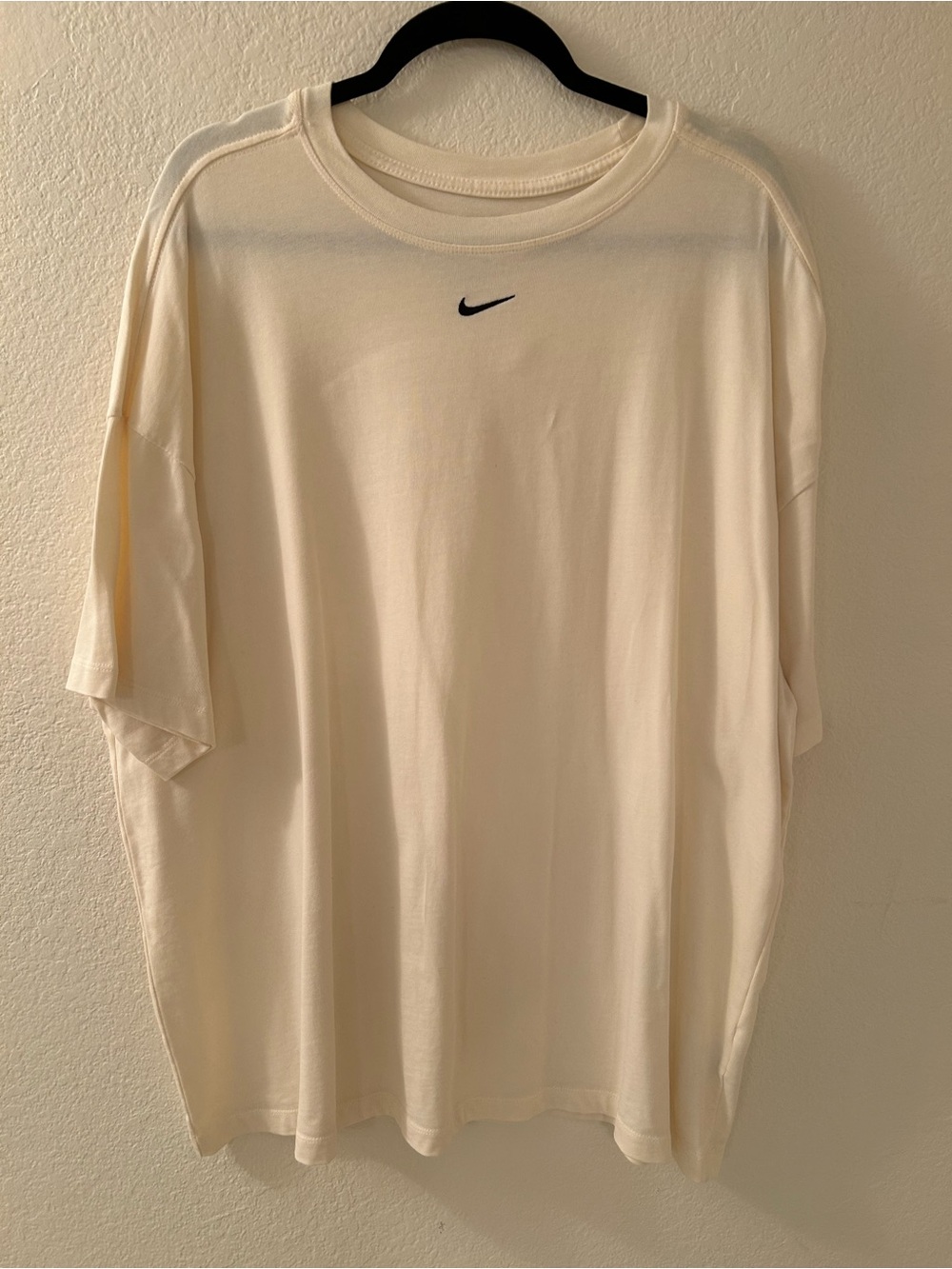 Nike Women's Cream Short Sleeve Tee with Black Swoosh